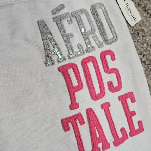 AEROPOSTALE White Joggers with Signature Pink Logo Graphics. XL NWT - Picture 3 of 9